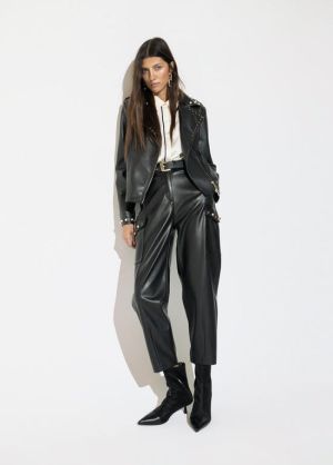Blouson biker simili-cuir, dét negro