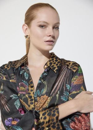 Chemise regular, animal print MarronMulticolo