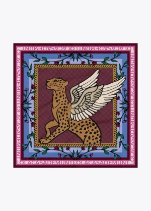 Foulard tigre ailé 90×90 cm rojo azul
