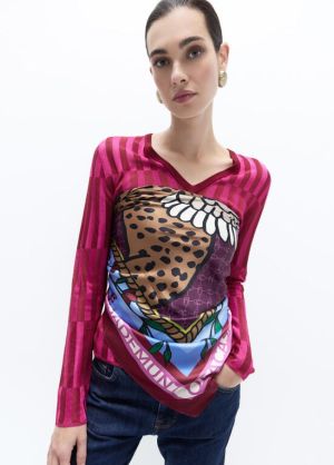 Foulard tigre ailé 90×90 cm rojo azul