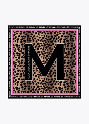 Foulard M animal print 55×55 c Negro-Rosa