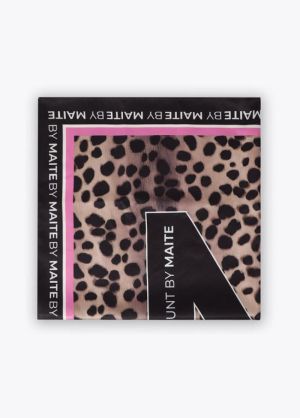 Foulard M animal print 55×55 c Negro-Rosa