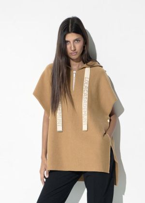 Cape en maille camel CAMEL