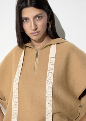 Cape en maille camel CAMEL