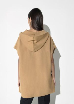 Cape en maille camel CAMEL