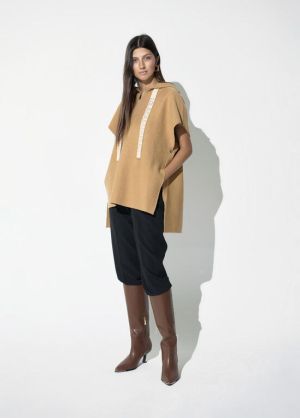 Cape en maille camel CAMEL