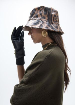 Bob animal print + simili-cuir Marron-Marron