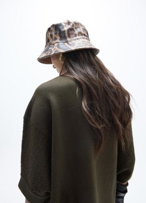 Bob animal print + simili-cuir Marron-Marron