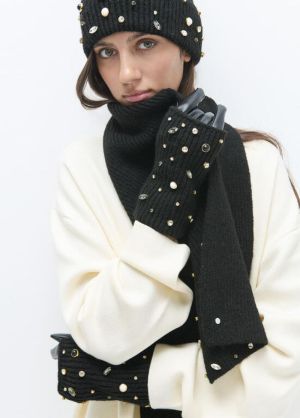 Gants maille, perles et crista NEGRO