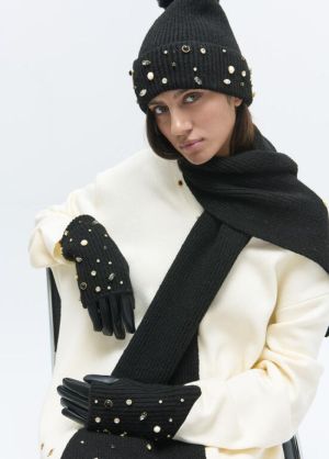 Gants maille, perles et crista NEGRO