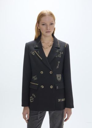 Blazer orné de rangées et imag NEGRO