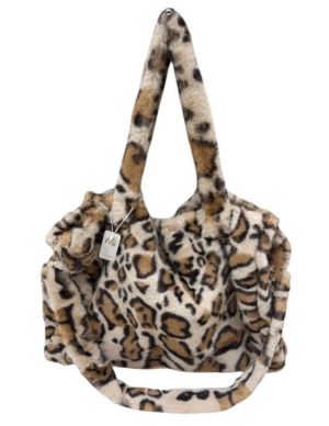 grand cabas en fausse fourrure LEOPARD BEIGE